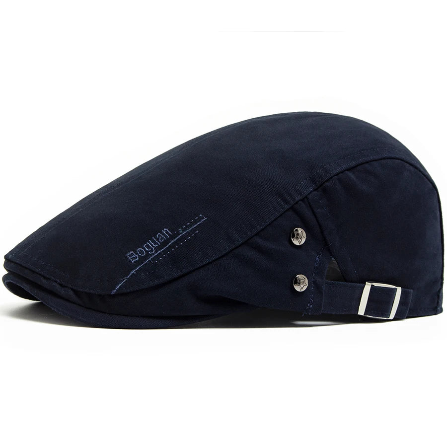Brodert Bomull Newsboy Flatcap med Knappedetalj