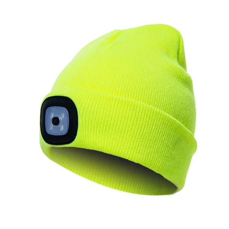 Strikkelue med Oppladbart LED-lys