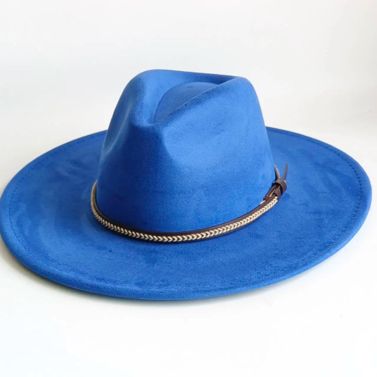 Semsket Fedora Filthatt med Bred Brem