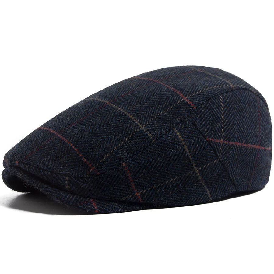 Fiskebeinsmønstret Ull Newsboy Flatcap
