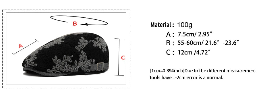 Mønstret Bomull Newsboy Flatcap
