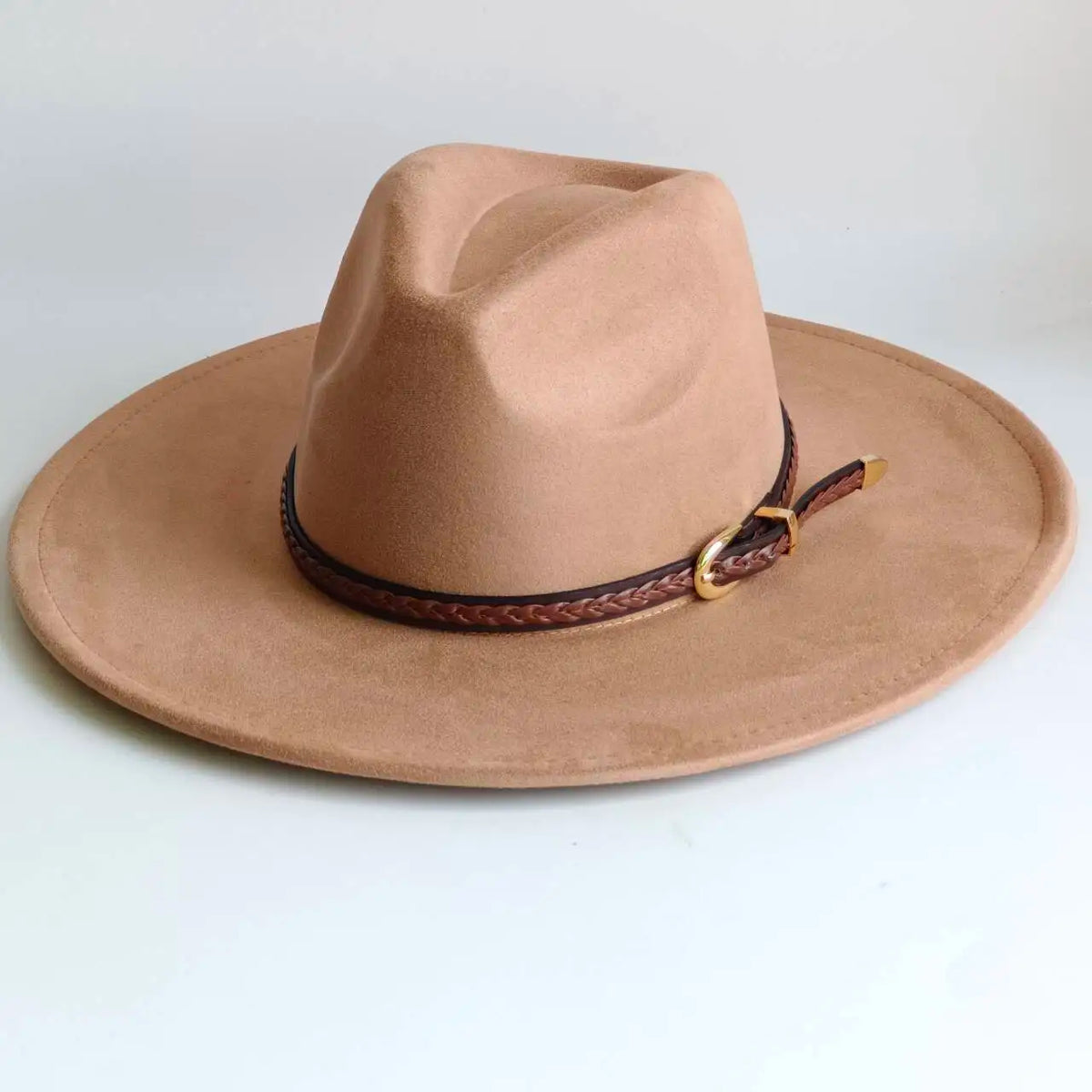 Semsket Fedora Filthatt med Bred Brem