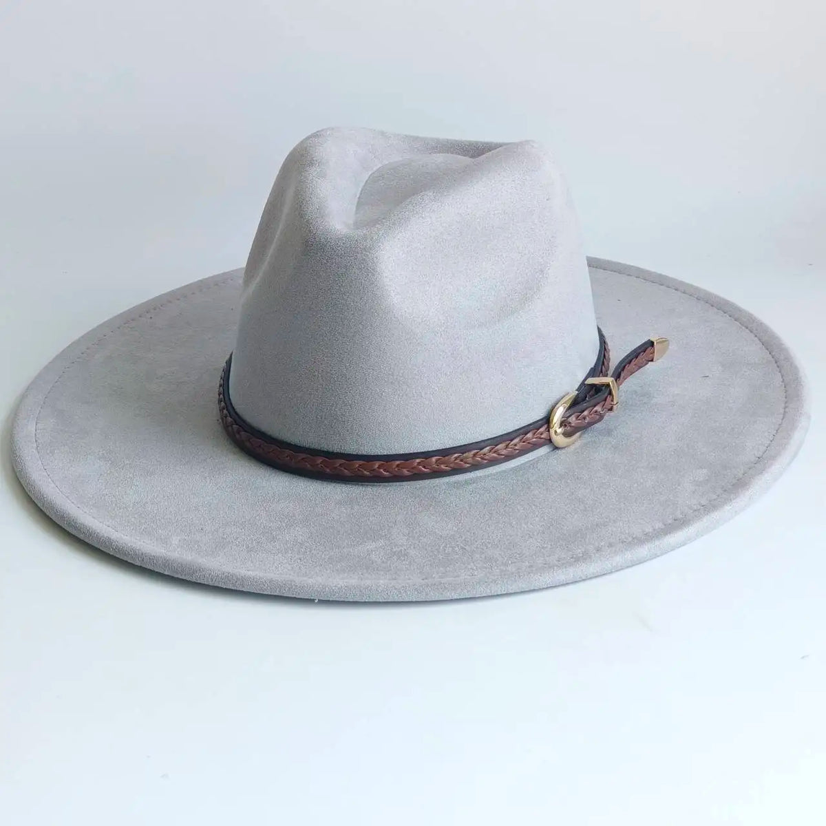 Semsket Fedora Filthatt med Bred Brem