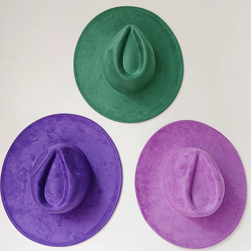 Semsket Fedora Filthatt med Bred Brem