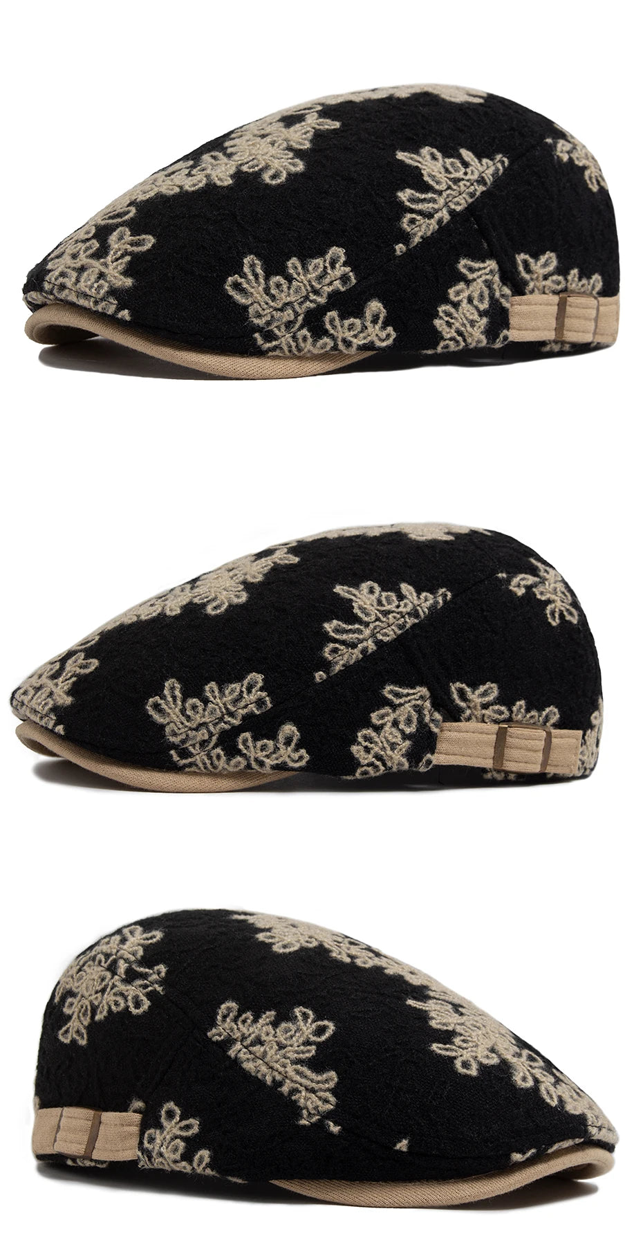 Mønstret Bomull Newsboy Flatcap